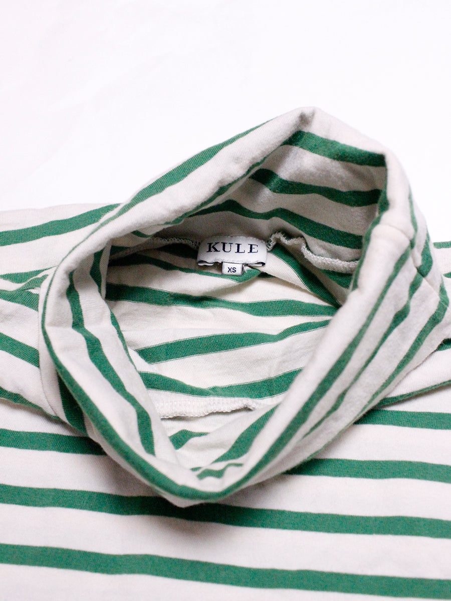 Kule Green & Off-White Striped Turtleneck