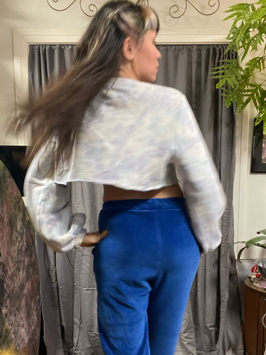 Hand Dyed Cloud Cropped Bell-Sleeve Sweatshirt