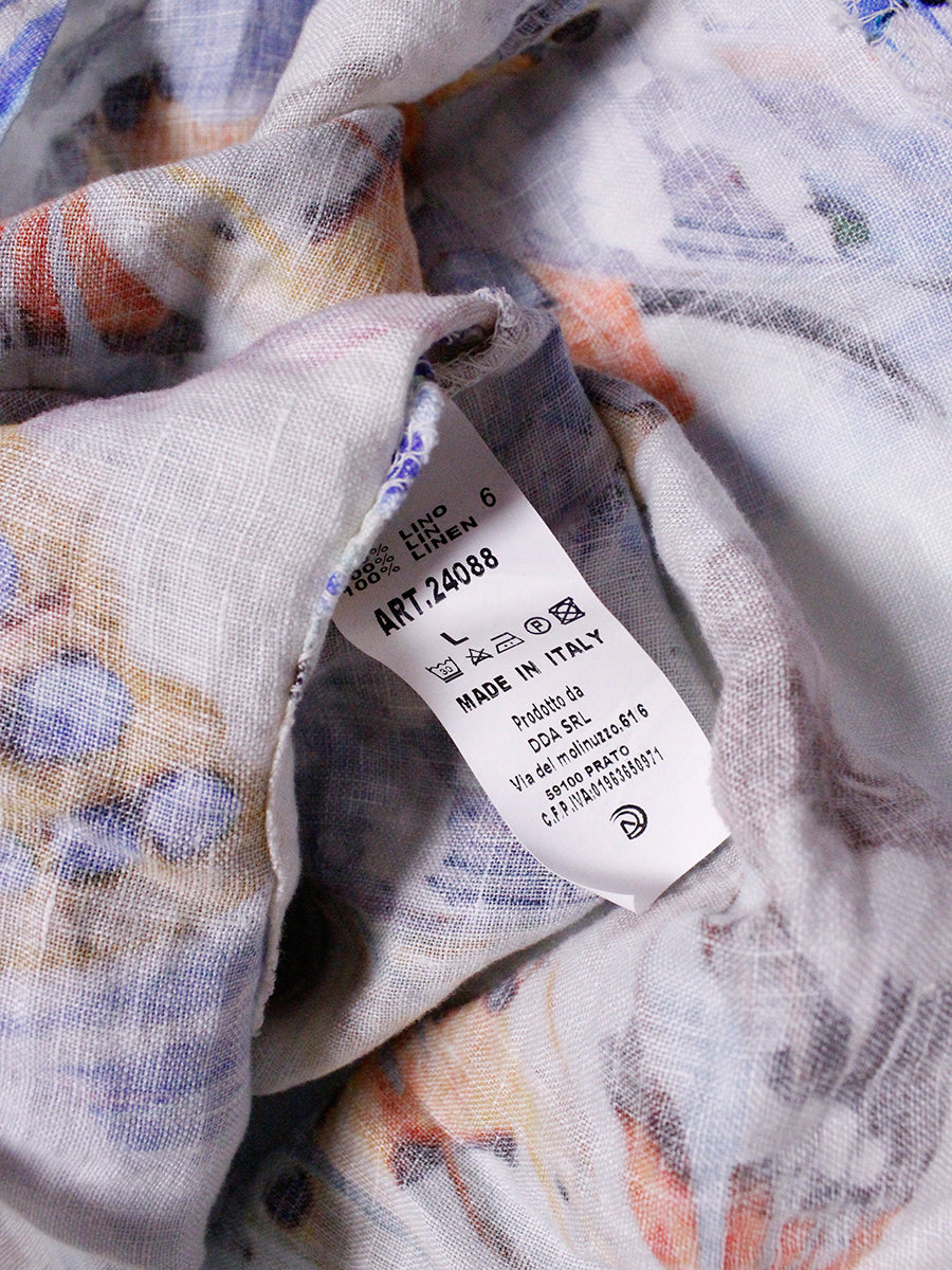 Linen Dress with Watercolor Butterfly Print