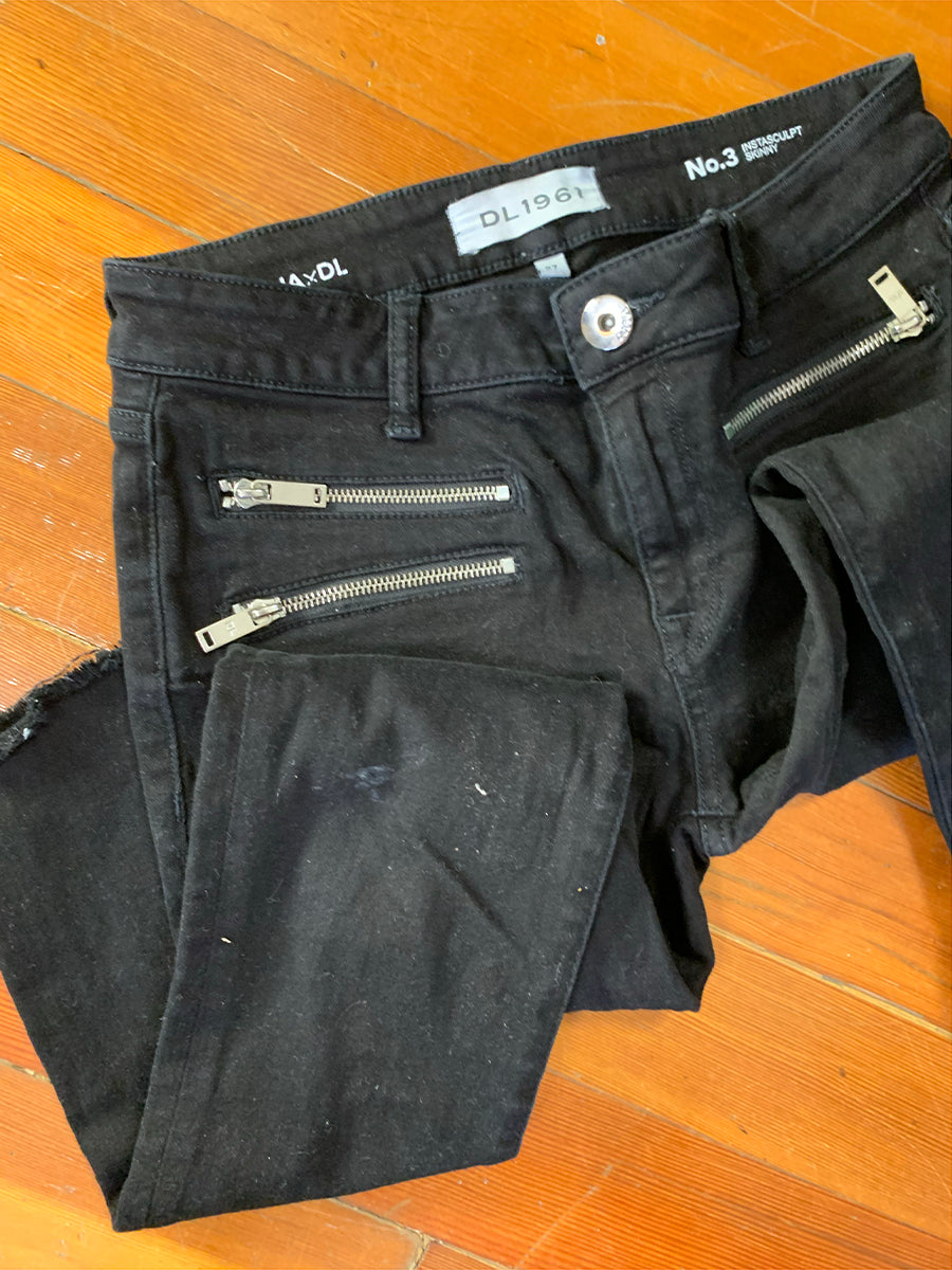 DL1961 JAxDL No. 3 Instasculpt Skinny Black Jeans with Zippers
