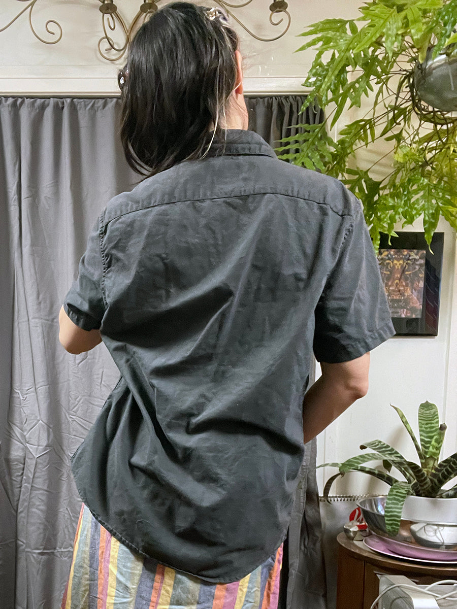 RVCA Dark Gray Short Sleeve Button Down