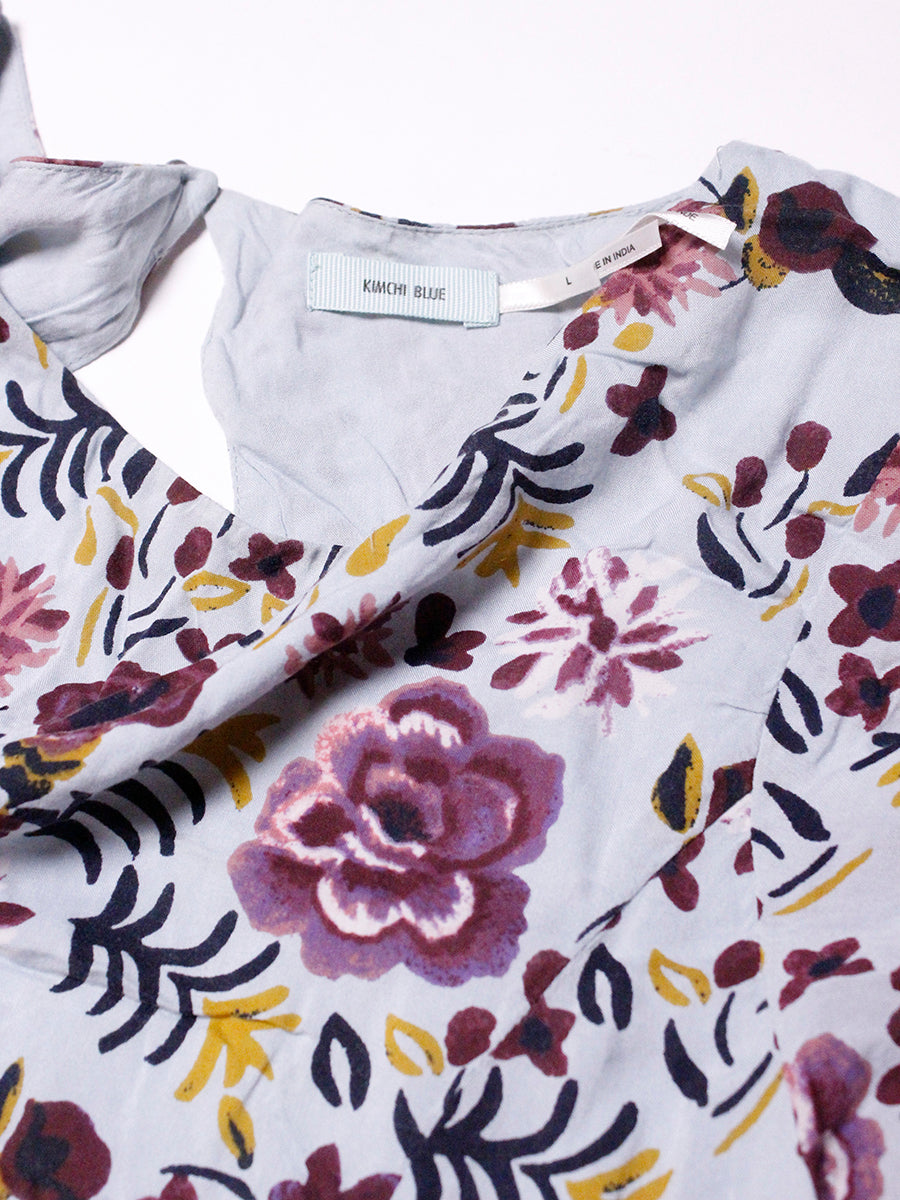 Kimchi Blue Blue Floral Rayon Babydoll Dress