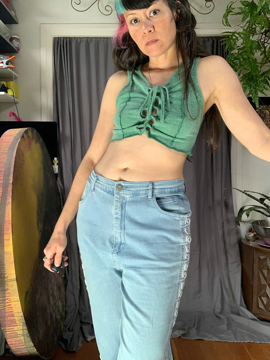 Lafei Nier Jeans Retro Embellished Jeans