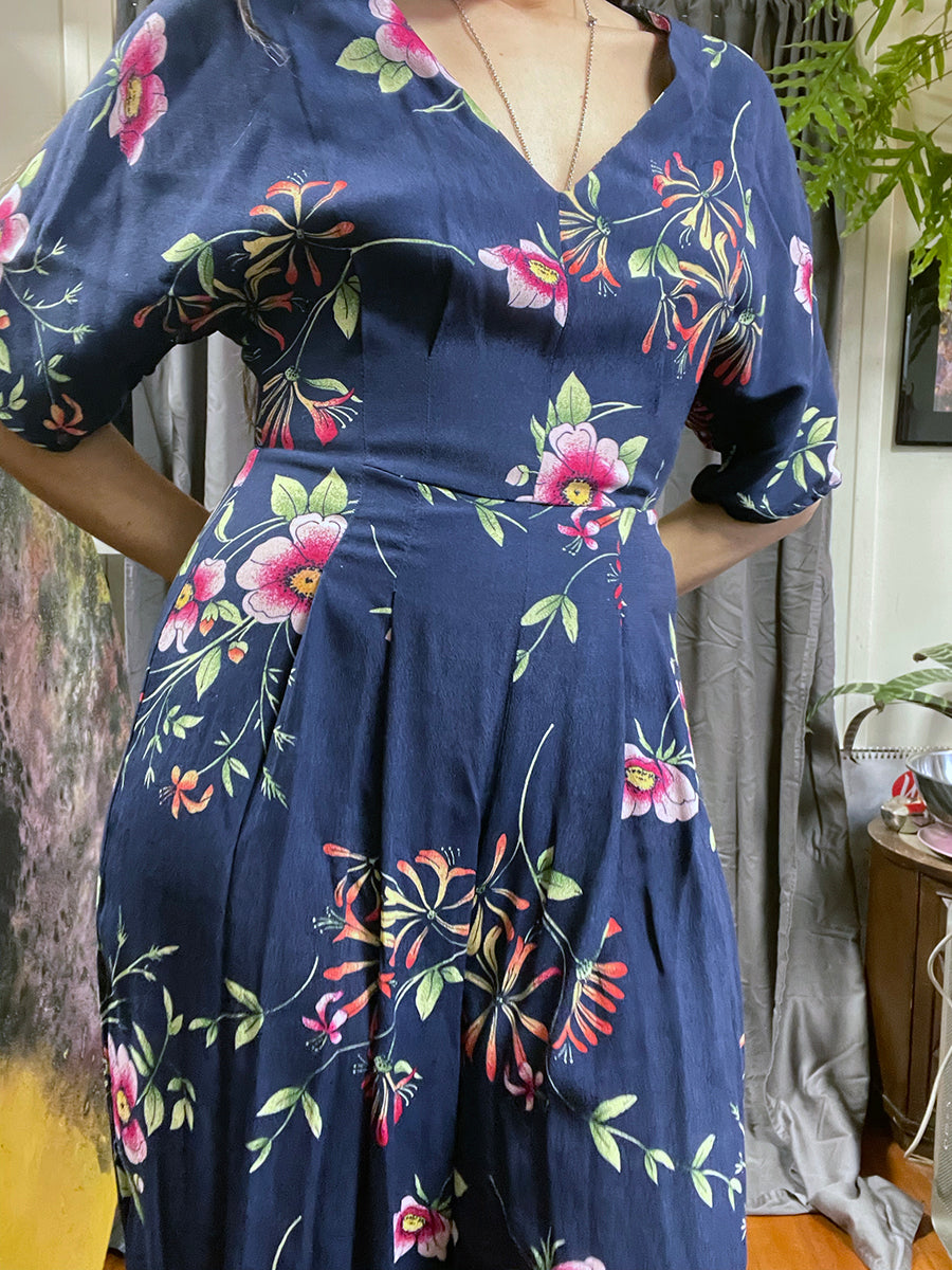 Gap Navy Blue Floral Jumpsuit