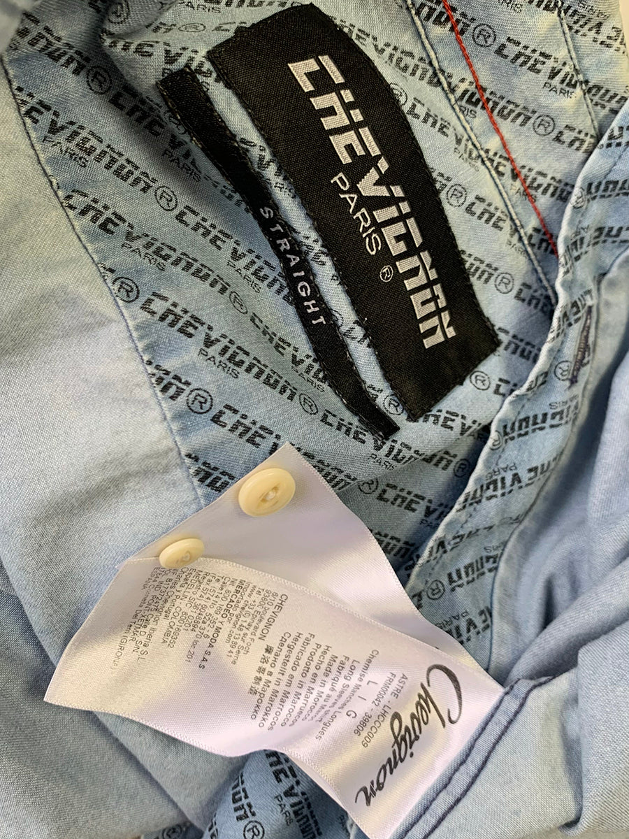 Chevignon Logo Printed Chambray Long Sleeve Button Down