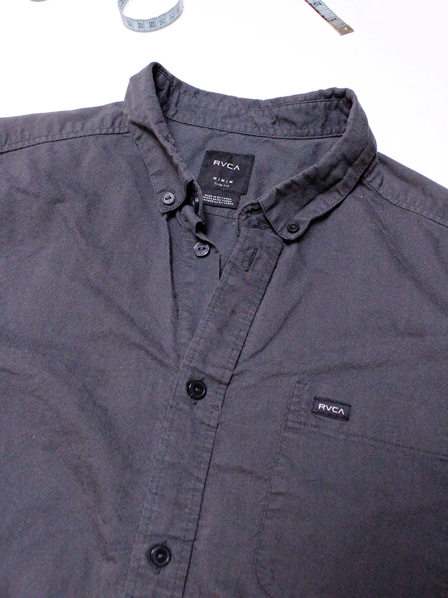 RVCA Dark Gray Short Sleeve Button Down