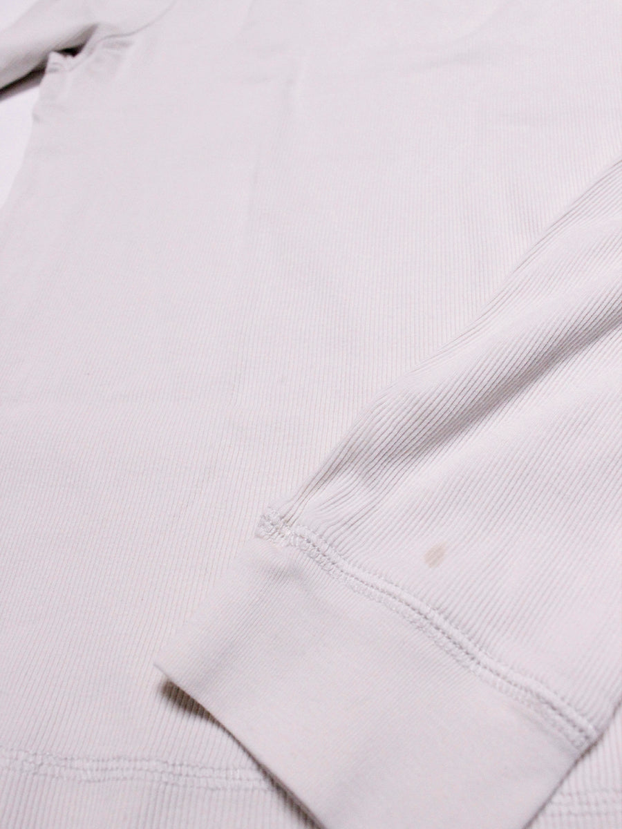 LRL Lauren Ralph Lauren Jeans Co. Ribbed Long Sleeve Off White Top with Brown Ultrasuede Elbow Patches & Zippered Shoulder