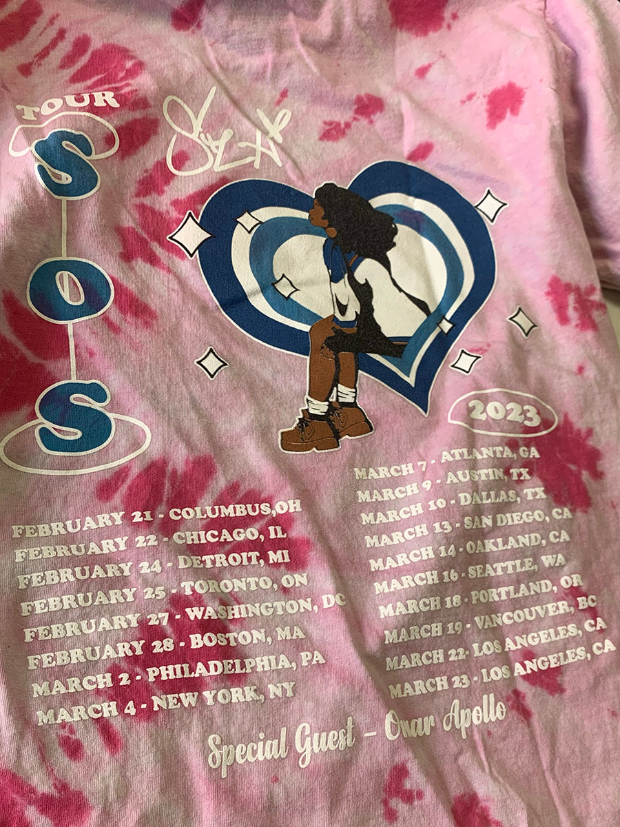 SZA Pink Tie Dye SOS Tour 2023 Tee