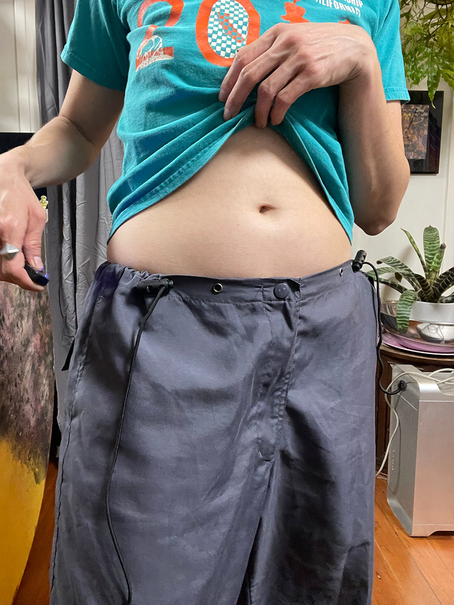 26 Red Sugar Gray Y2K Parachute Pants with Harajuku-Inspired Embroidery