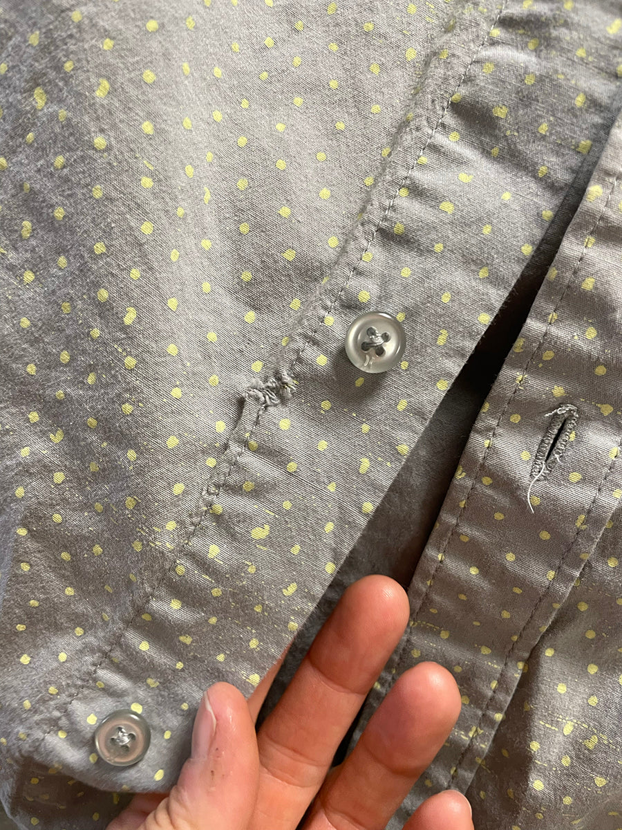 Hurley Gray & Yellow Short Sleeve Button Up in Digital Swiss Dot
