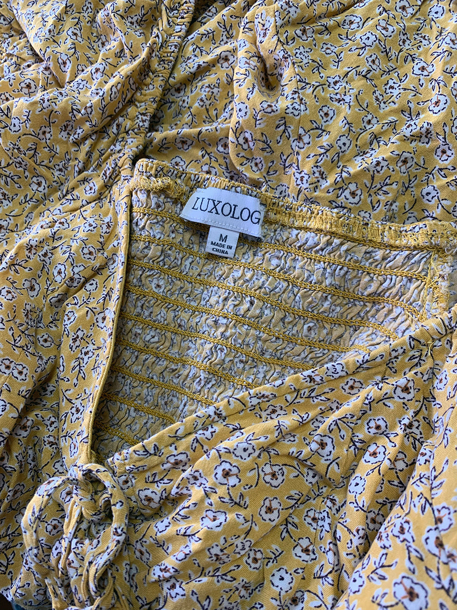 Luxology Yellow Floral Rayon Jumpsuit