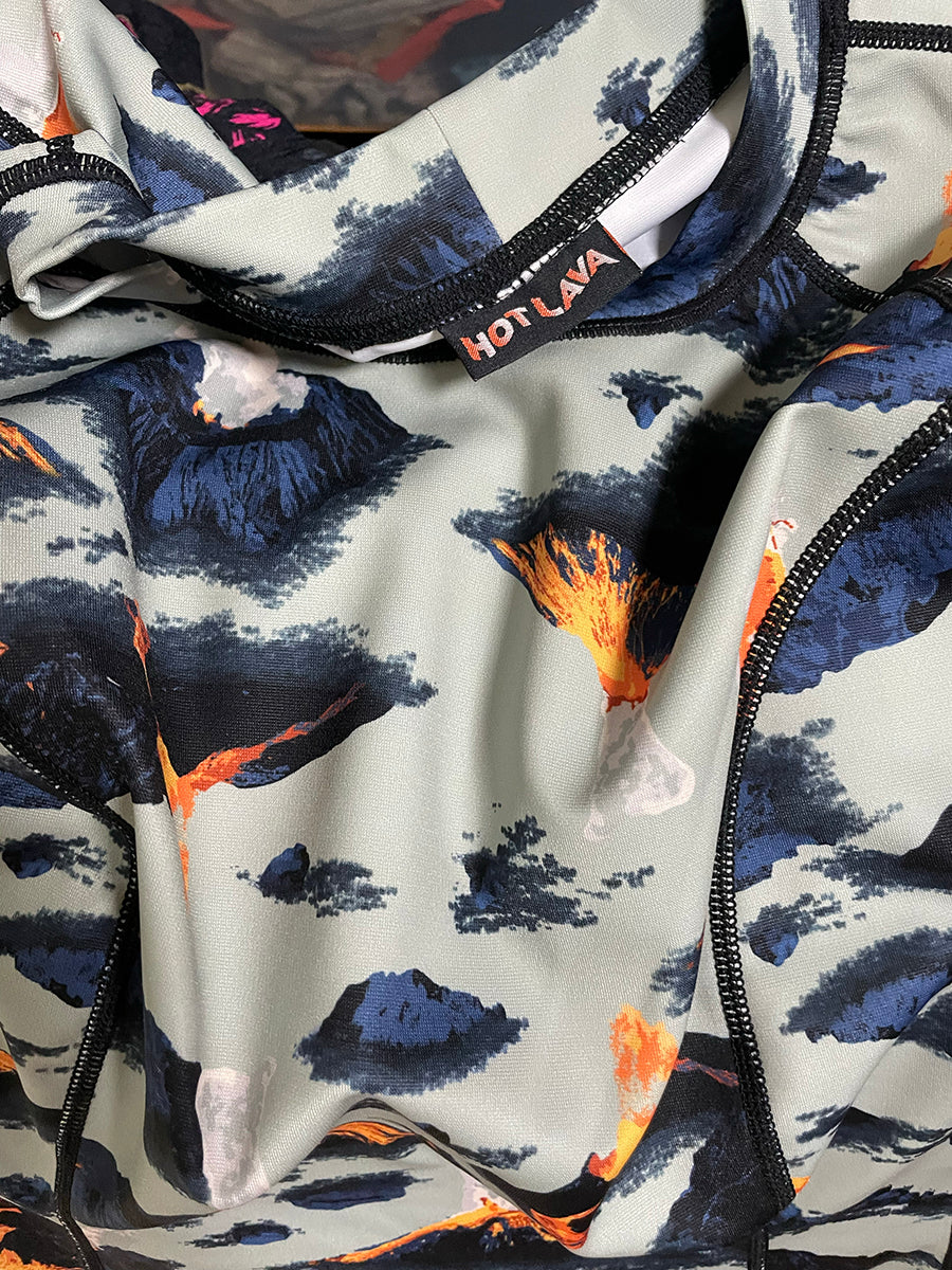 Hot Lava Volcano Print Long Sleeve Dress