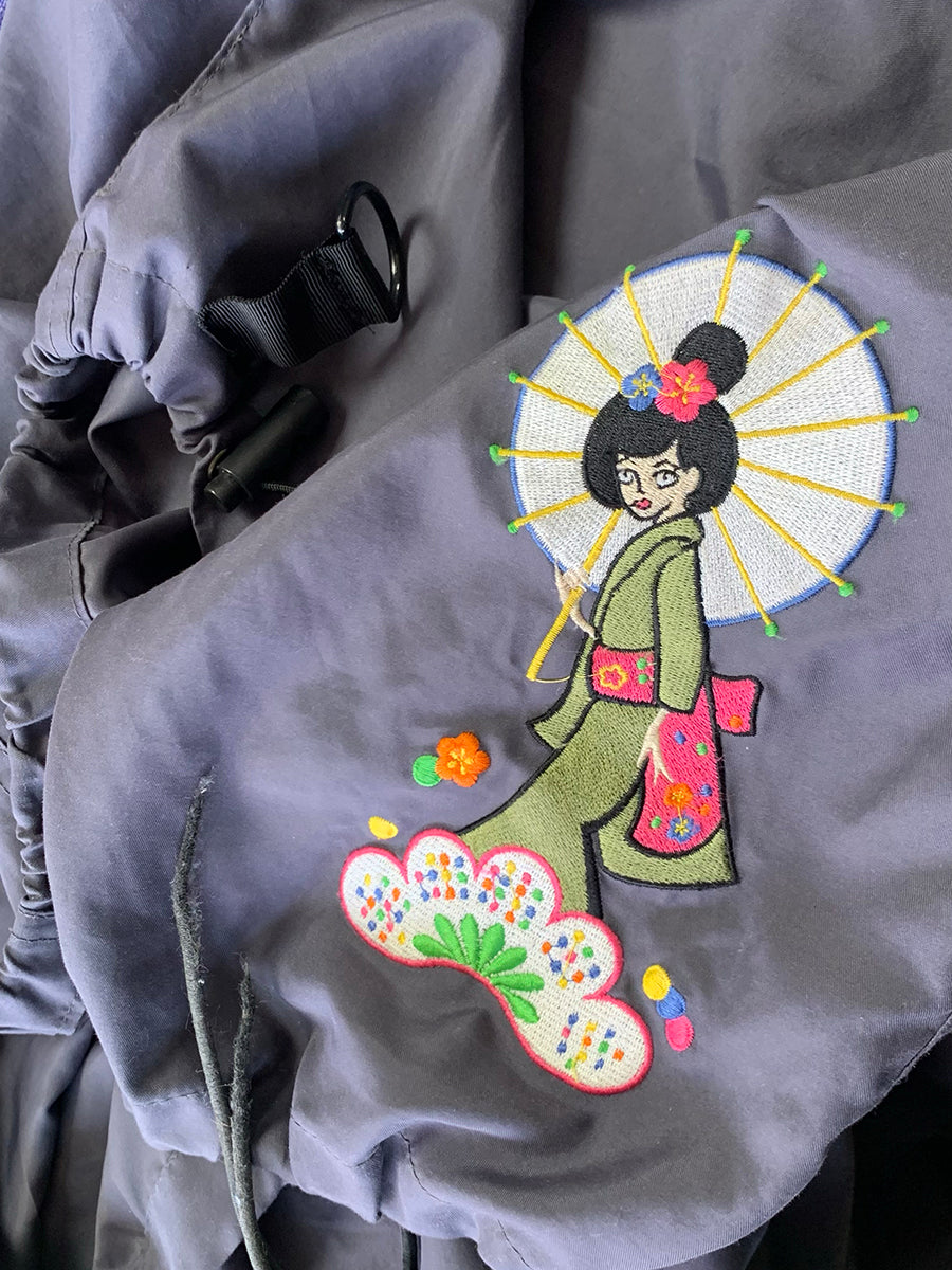 26 Red Sugar Gray Y2K Parachute Pants with Harajuku-Inspired Embroidery