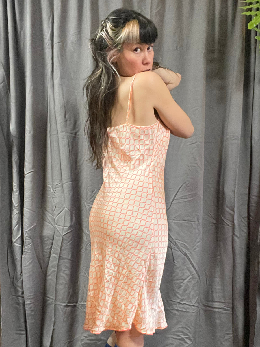 Anthropologie Neon Pink Printed Silk Slip
