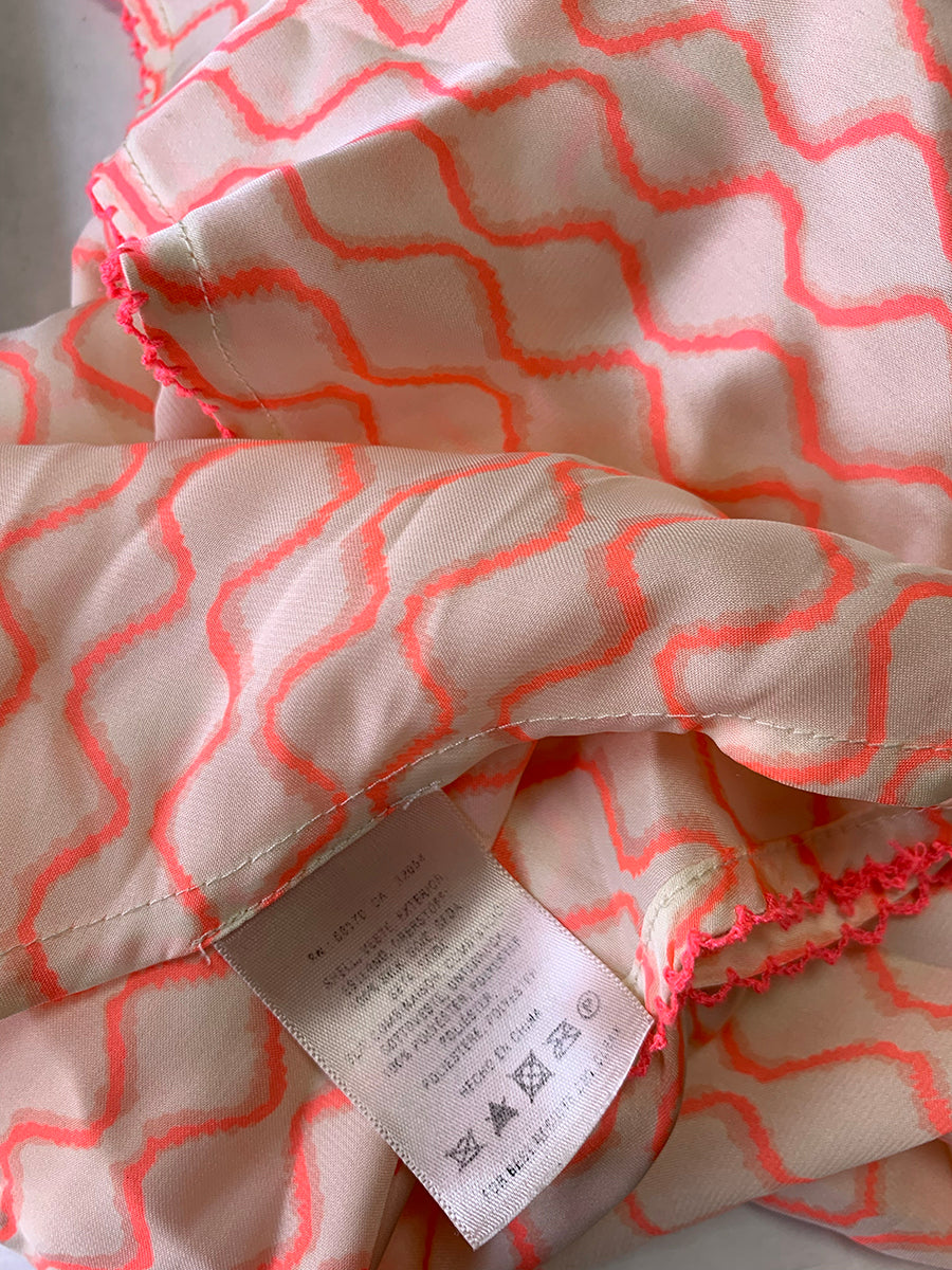 Anthropologie Neon Pink Printed Silk Slip