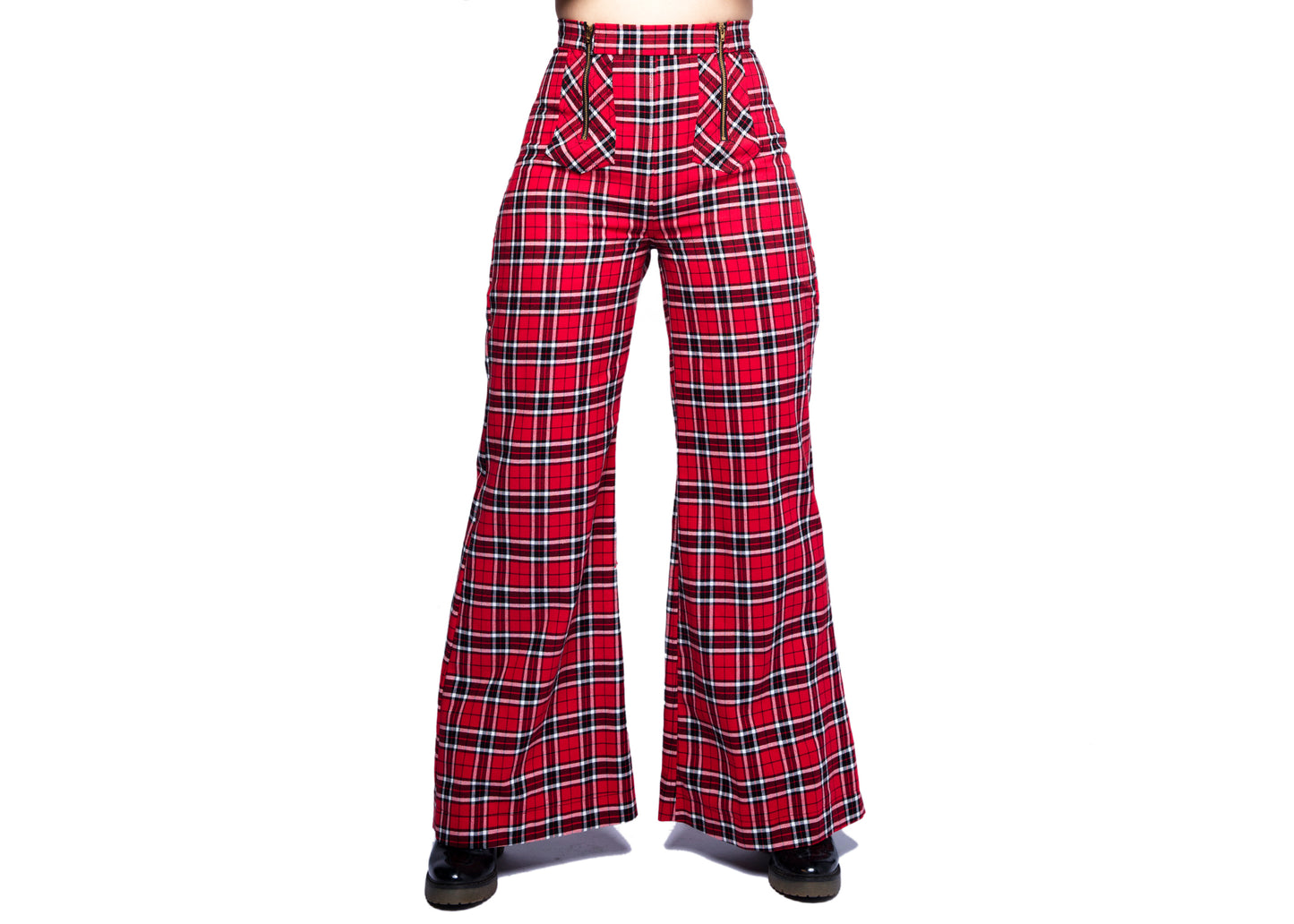 Nemisis Plaid Trousers In Red Windowpane Check