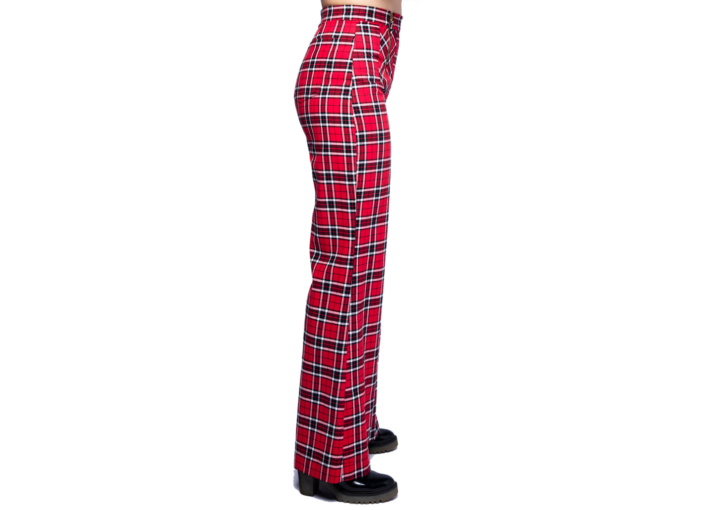 Nemisis Plaid Trousers In Red Windowpane Check