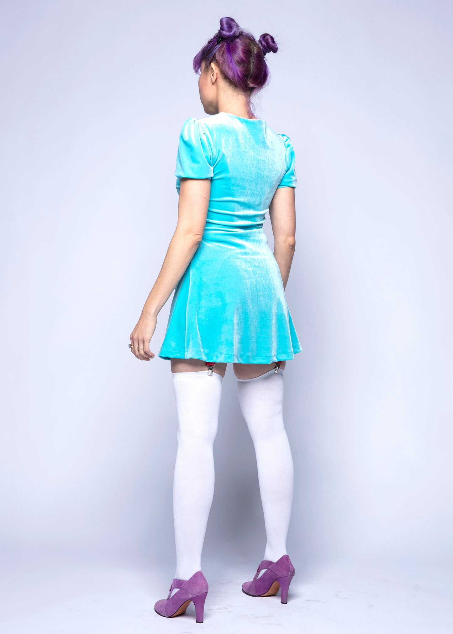 Anahata Mini Dress in Aqua Velvet
