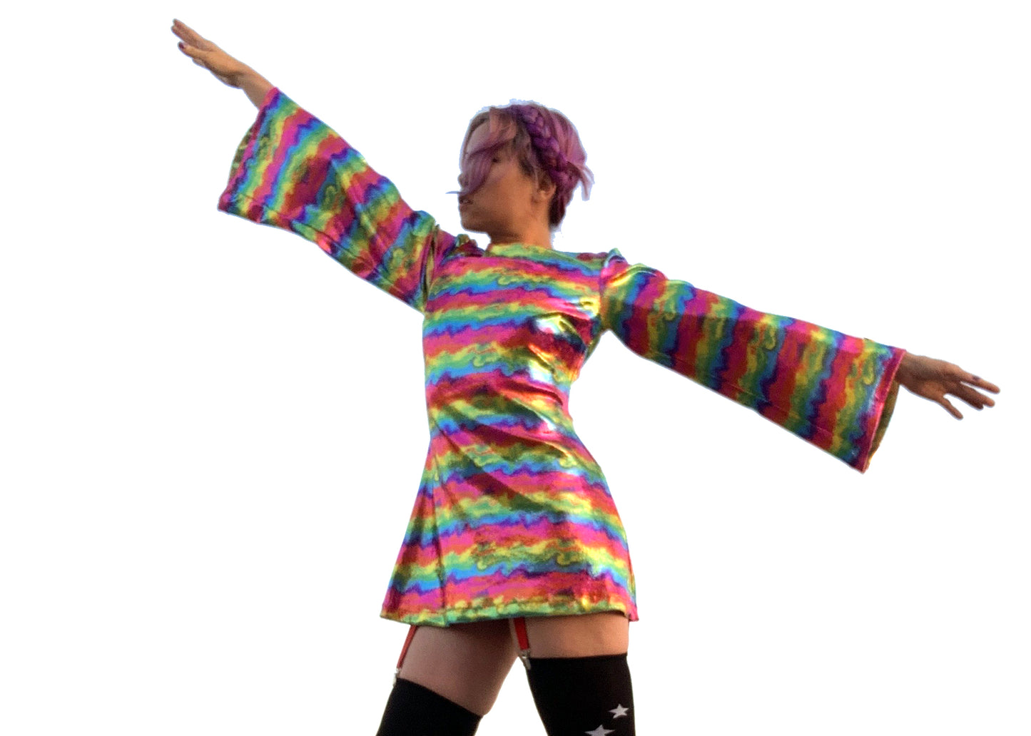Witchy Dress in Metal Rainbow