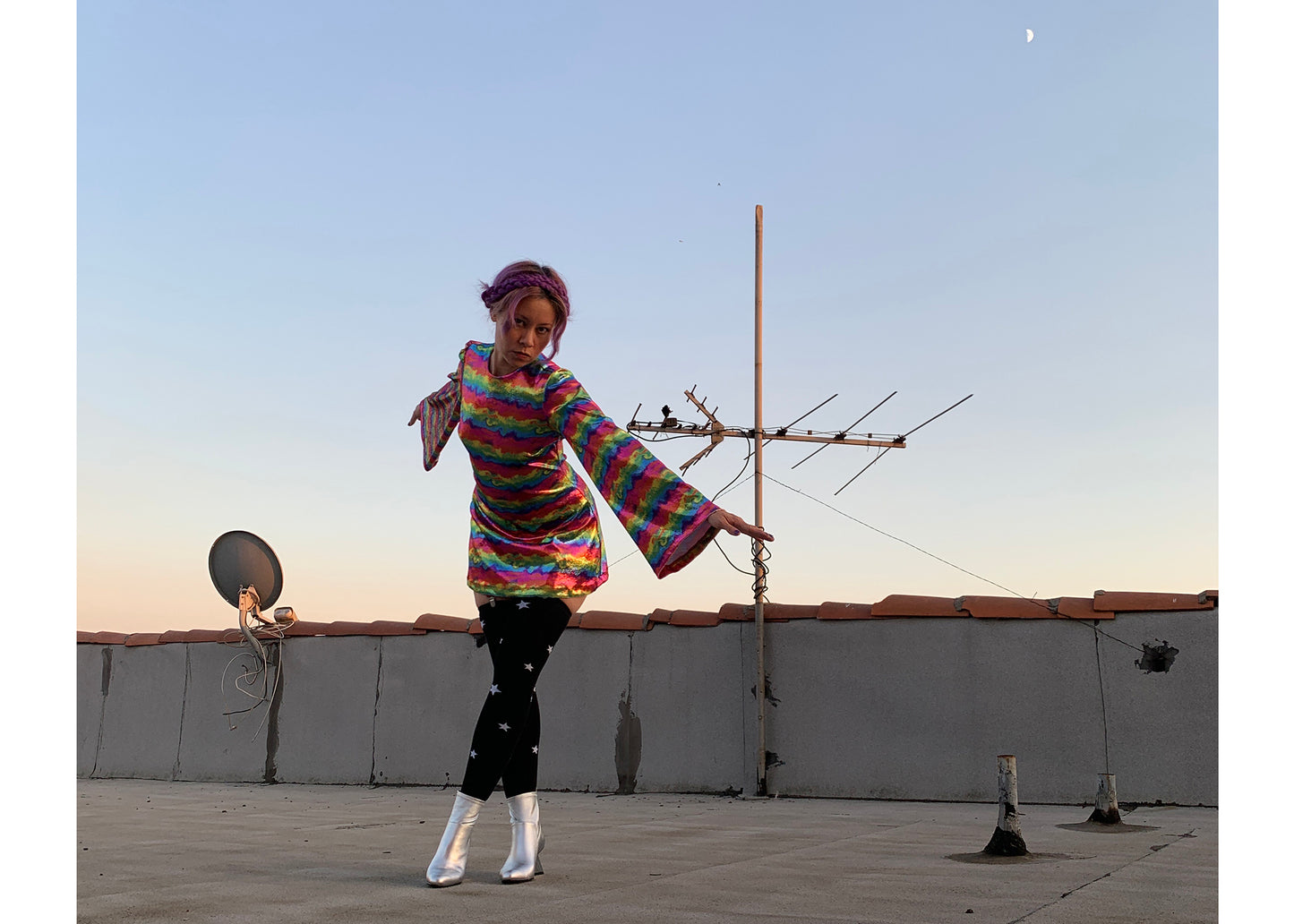 Witchy Dress in Metal Rainbow