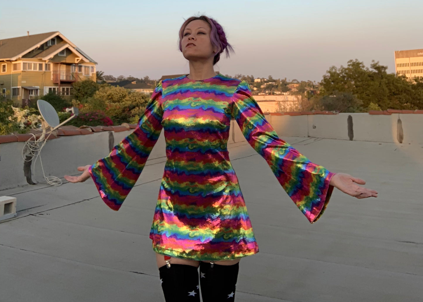 Witchy Dress in Metal Rainbow