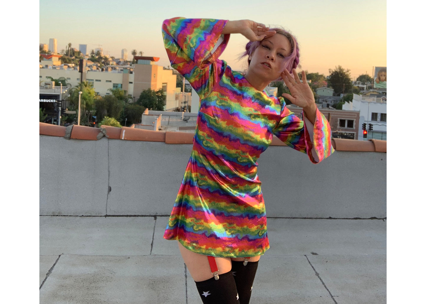 Witchy Dress in Metal Rainbow