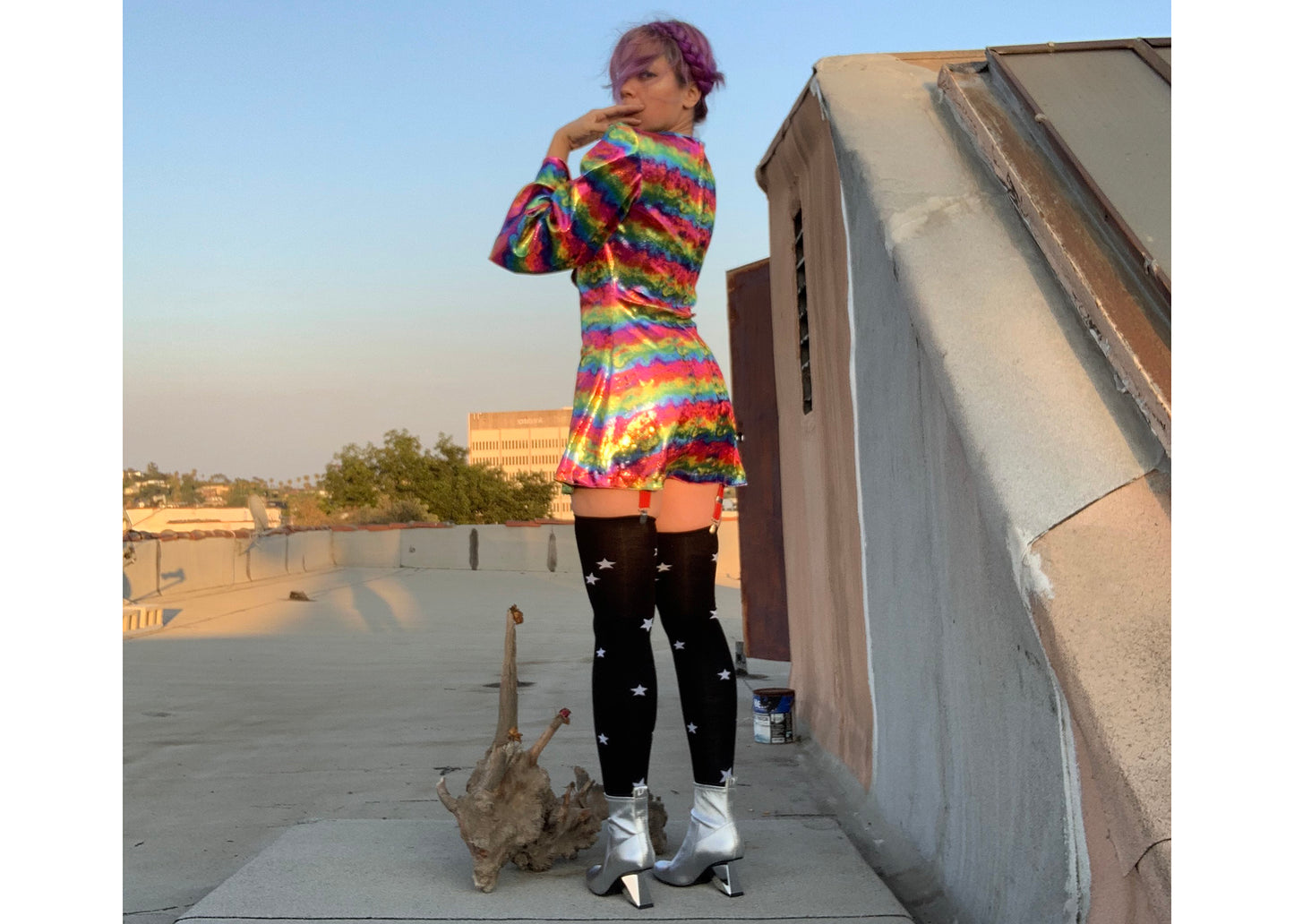 Witchy Dress in Metal Rainbow