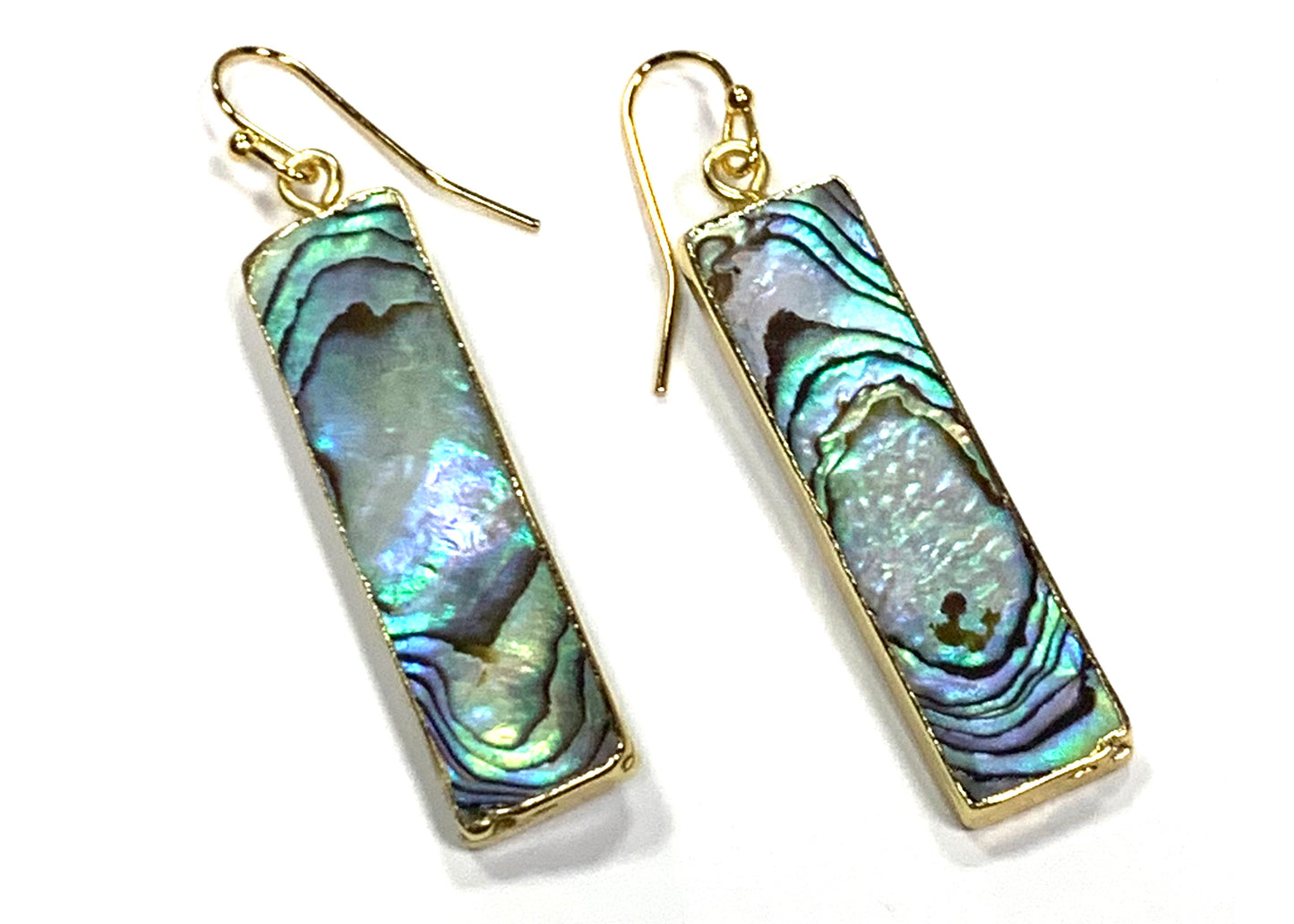 Electroplated Abalone Bar Earrings