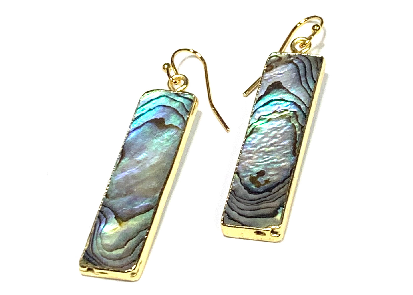 Electroplated Abalone Bar Earrings