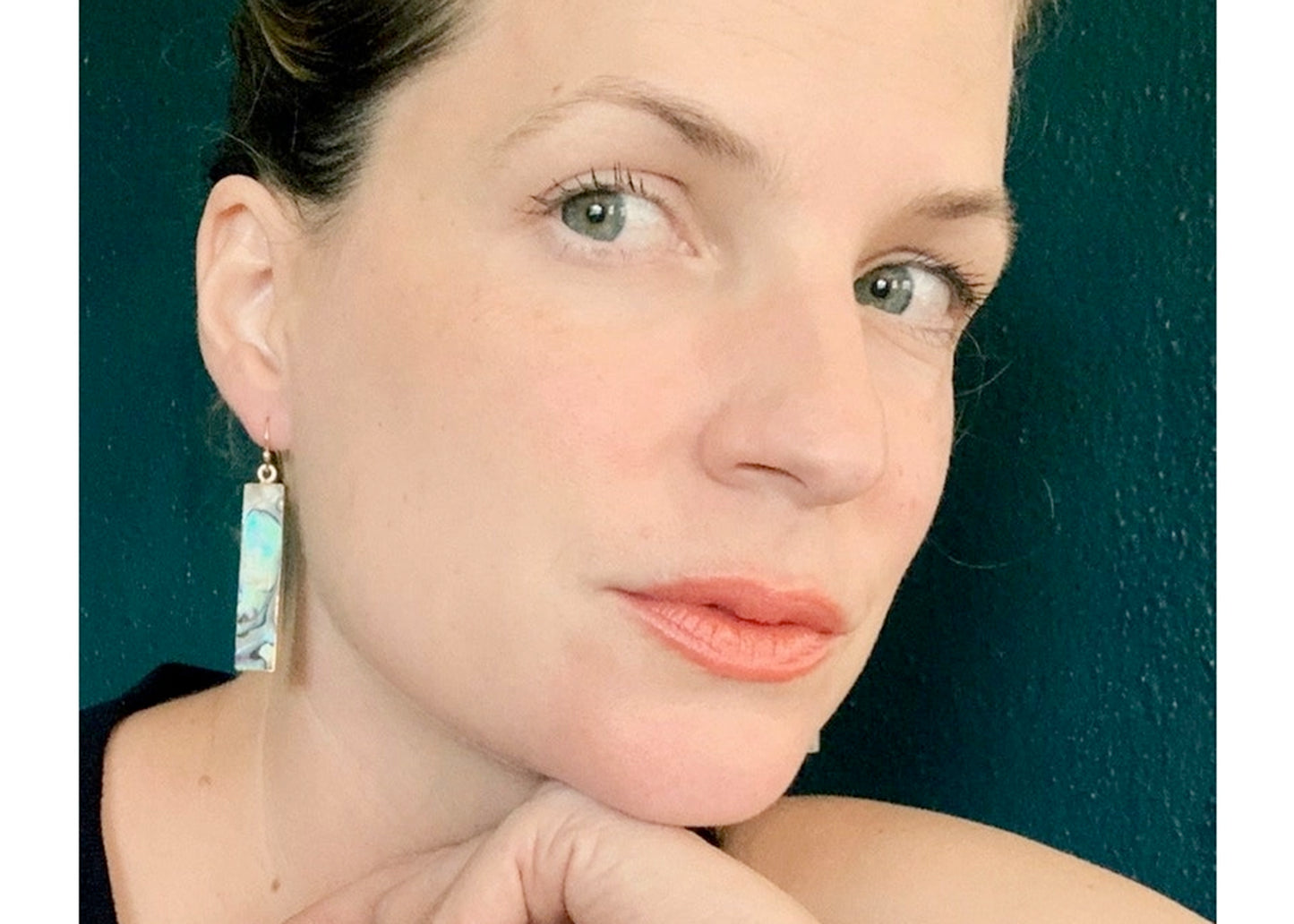 Electroplated Abalone Bar Earrings