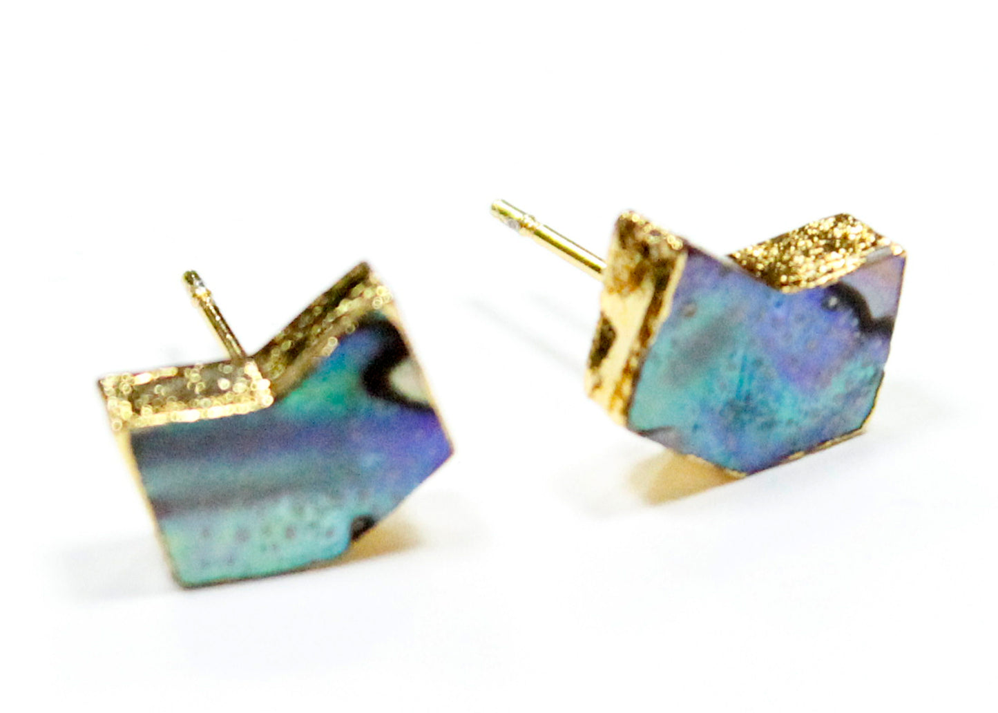 Chevron Abalone Paua Shell Stud Earrings