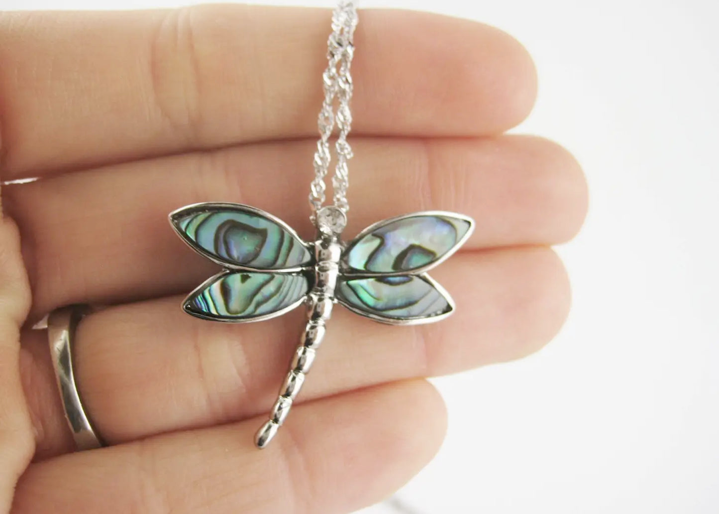 Abalone Dragonfly Necklace