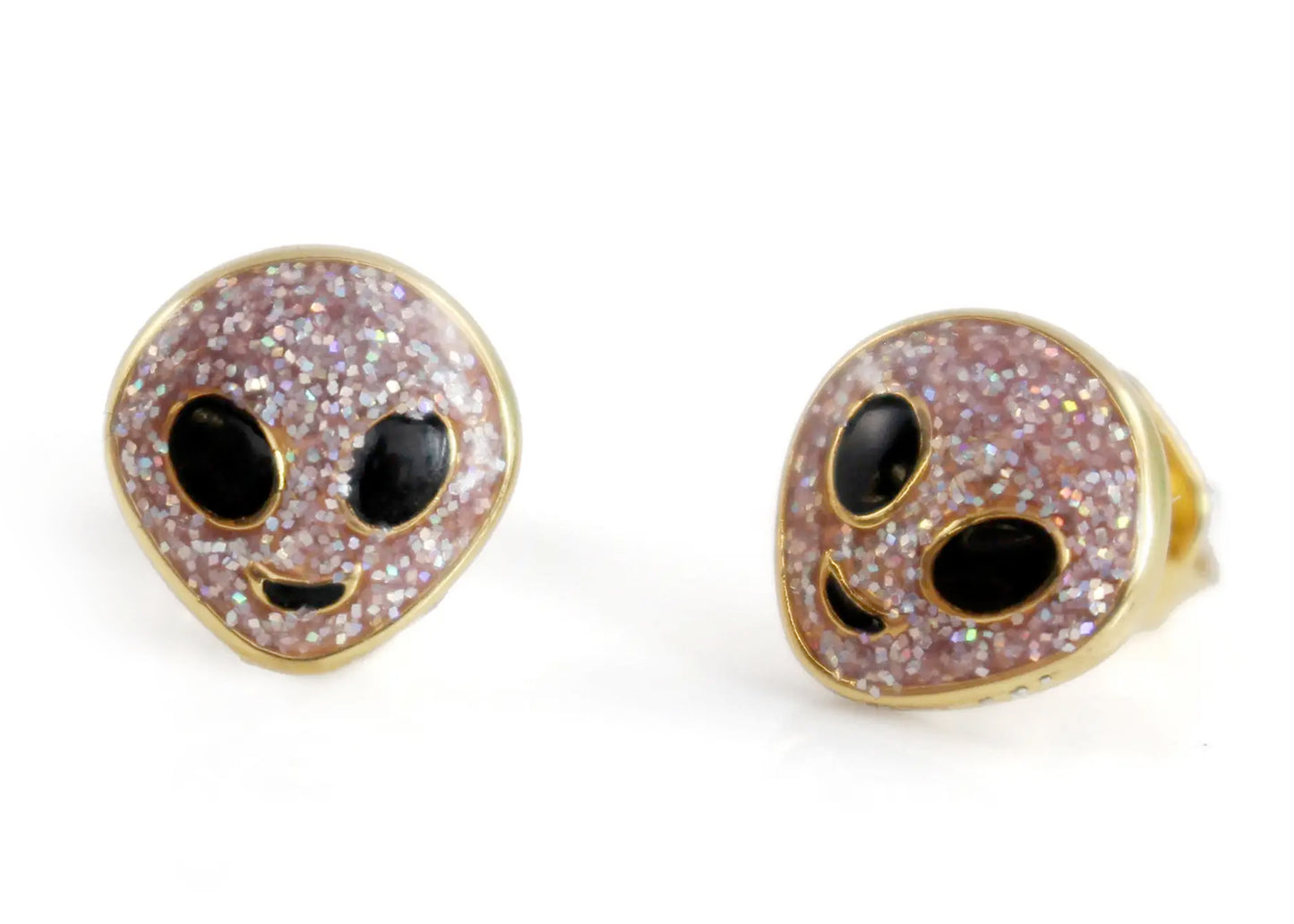 Glitter Alien Stud Earrings in Lilac