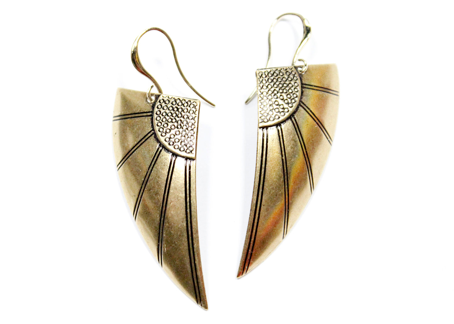 Art Deco Angel Wing Earrings in Brass