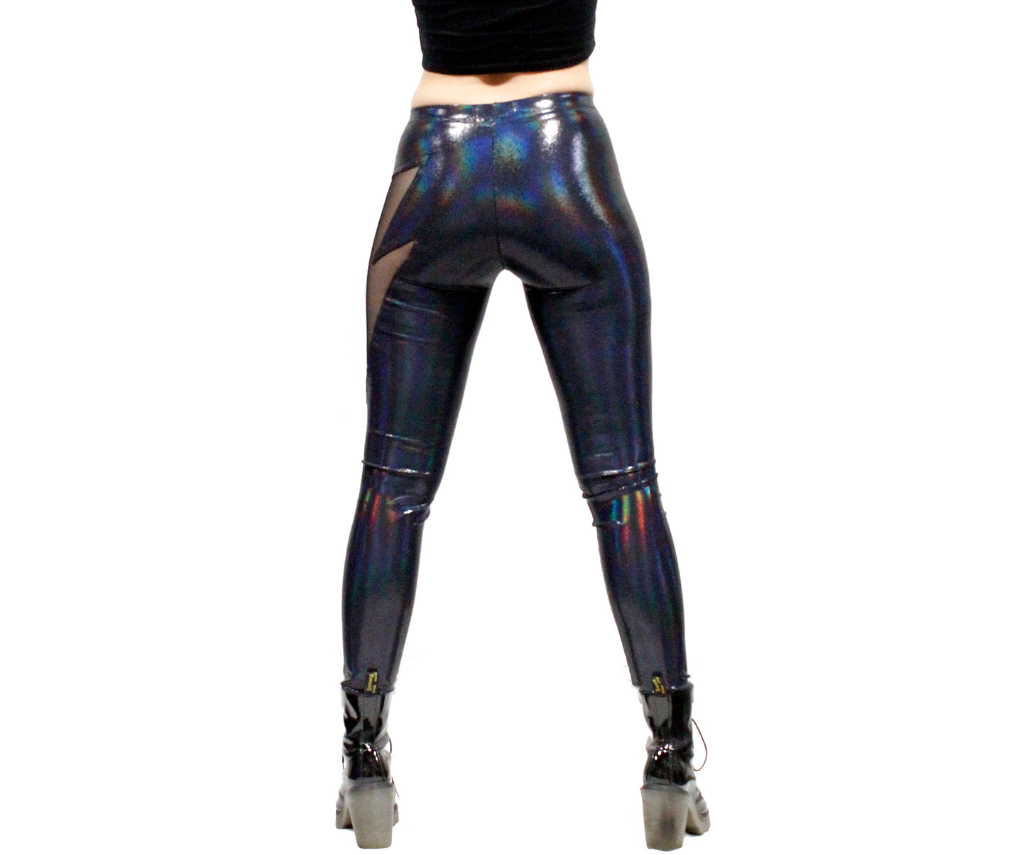 Lightning Leggings in Black Holo Oil Slick