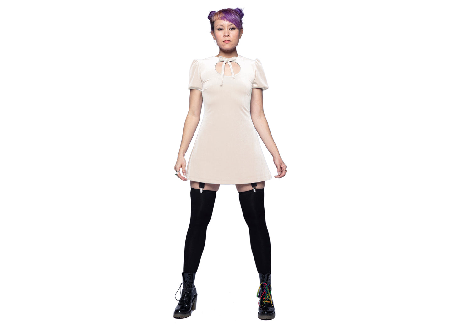 Anahata Mini Dress in Cream Velvet