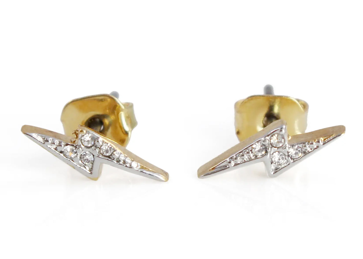 Crystal Lightning Bolt Stud Earrings