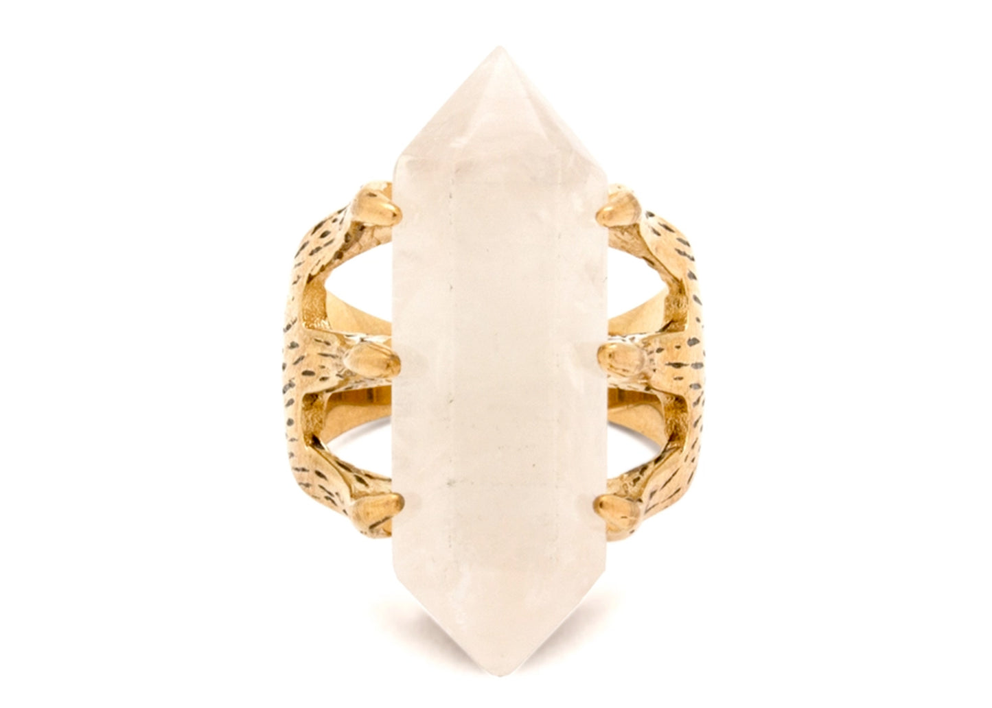 Crystal Talon Ring in 14K Antiqued Gold Plating & Quartz
