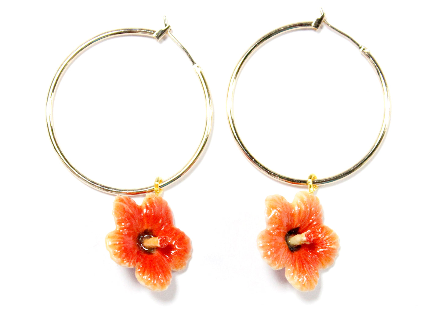 Earth Angel Hibiscus Hoop Earrings