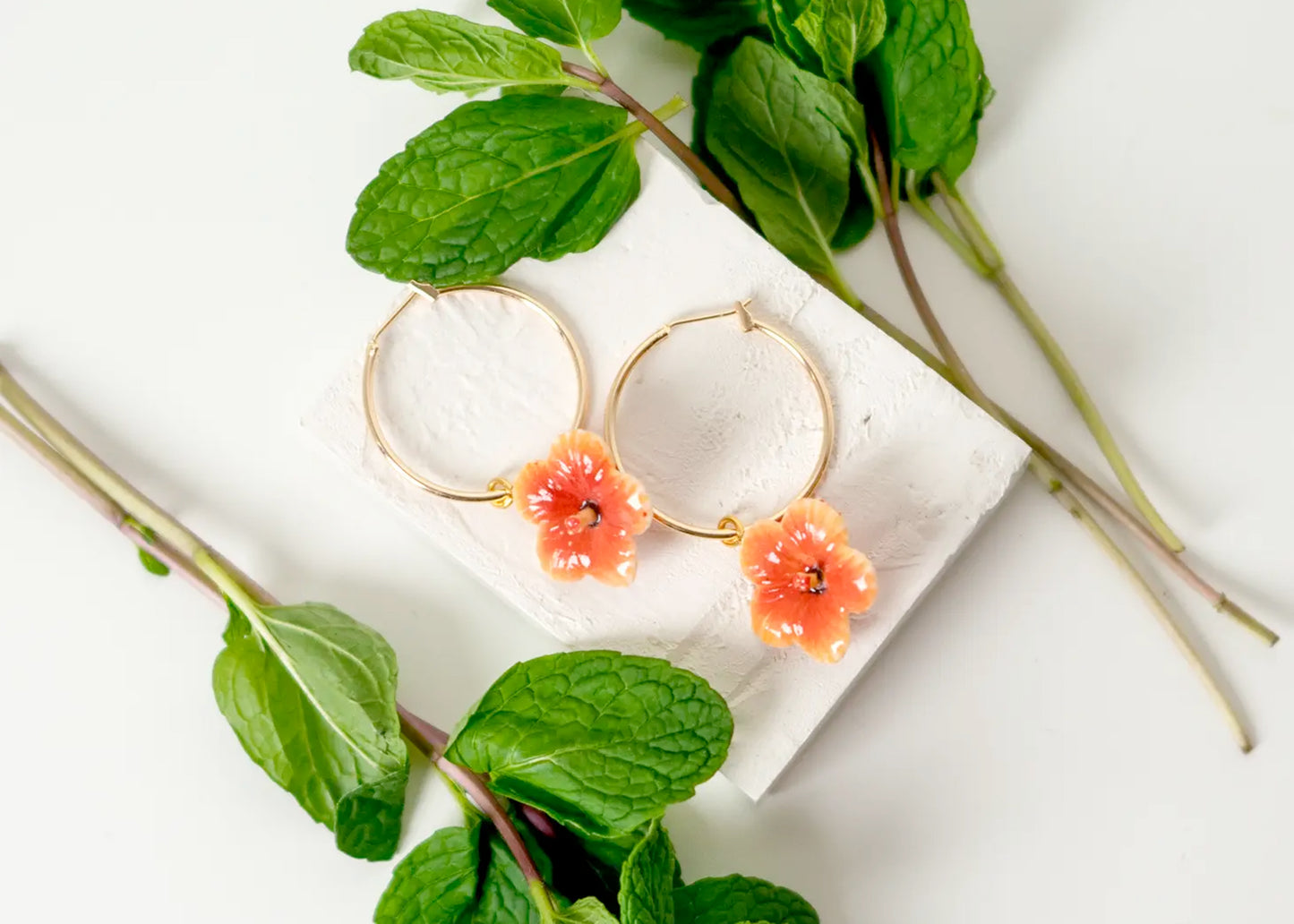 Earth Angel Hibiscus Hoop Earrings