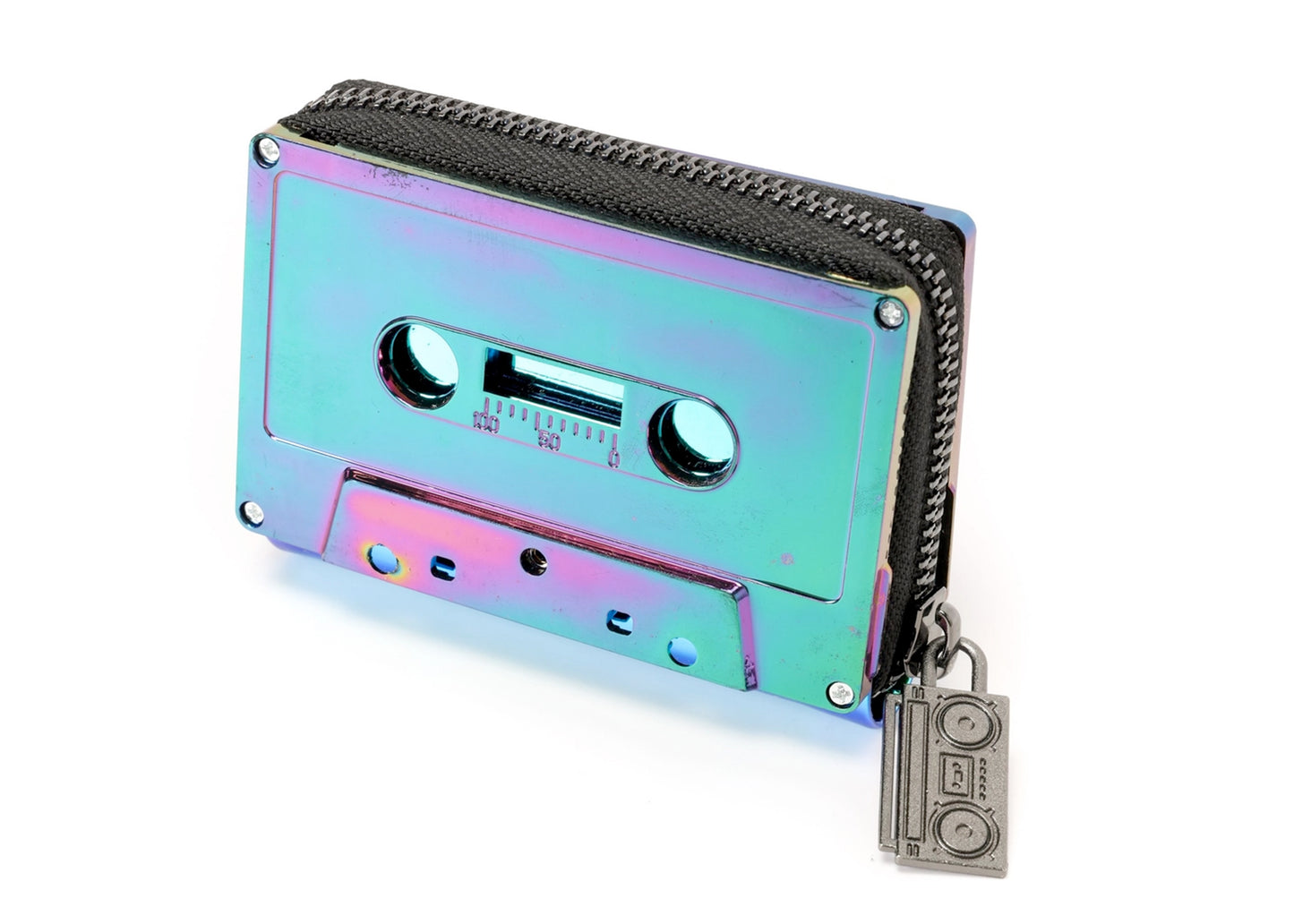 Retro Cassette Tape Wallet in Iridescent Electro Black