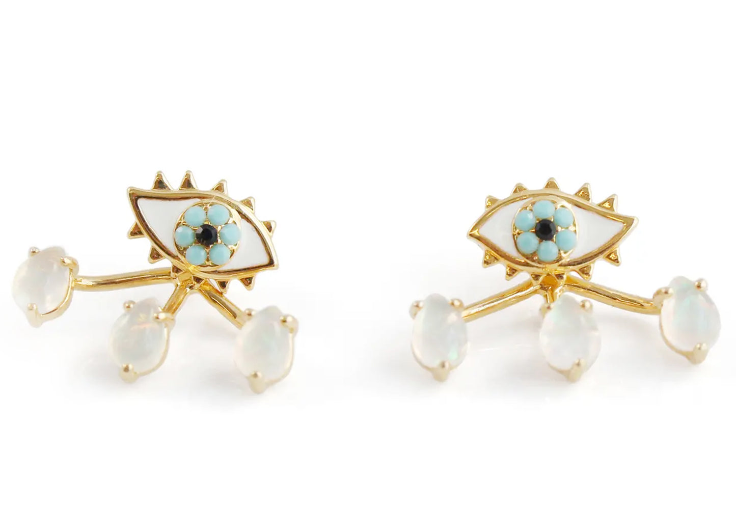 Evil Eye Ear Jacket Stud Earrings