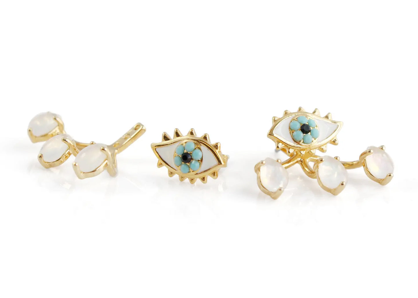 Evil Eye Ear Jacket Stud Earrings