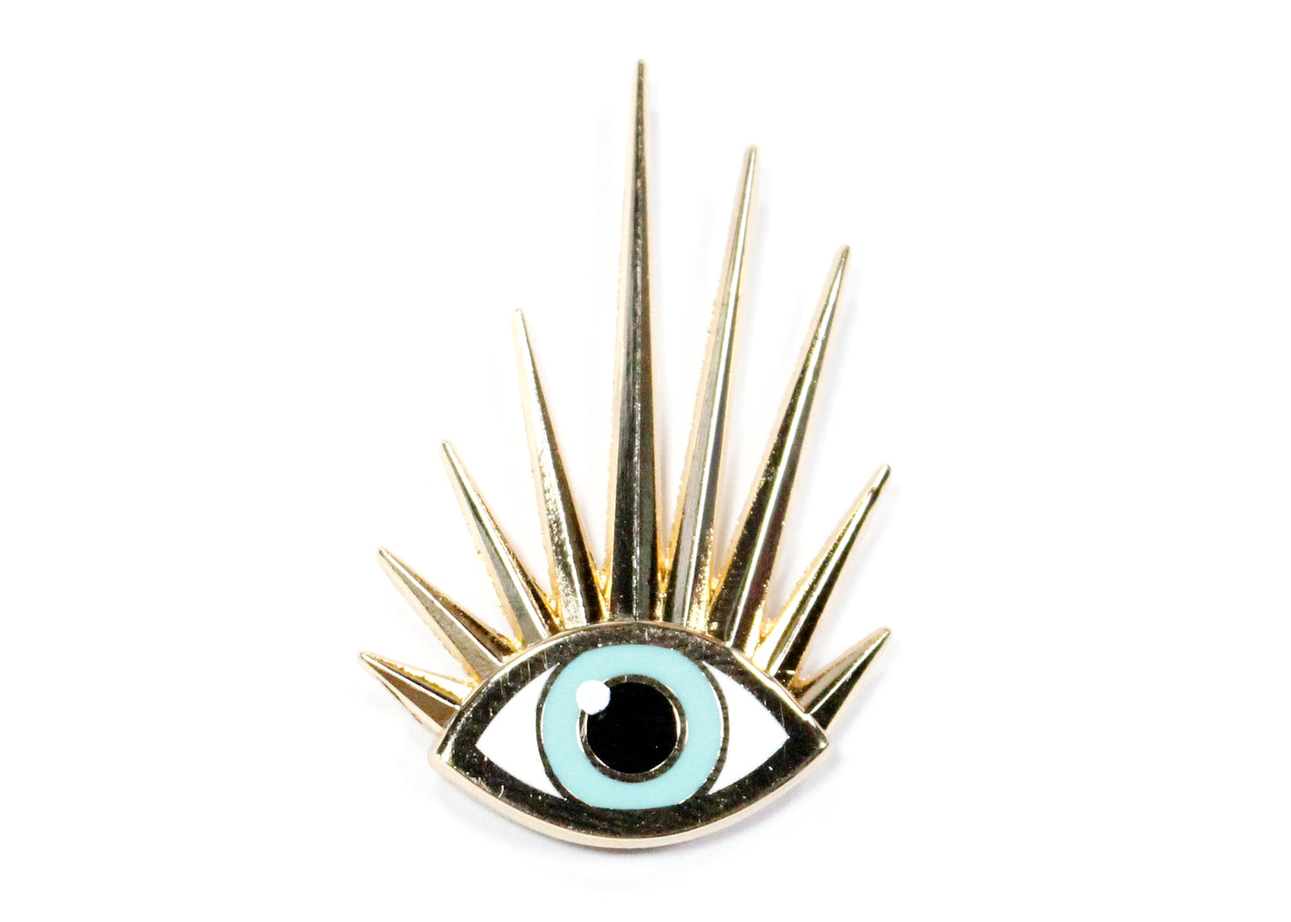 Eye M. Golden Enamel Pin in Aqua