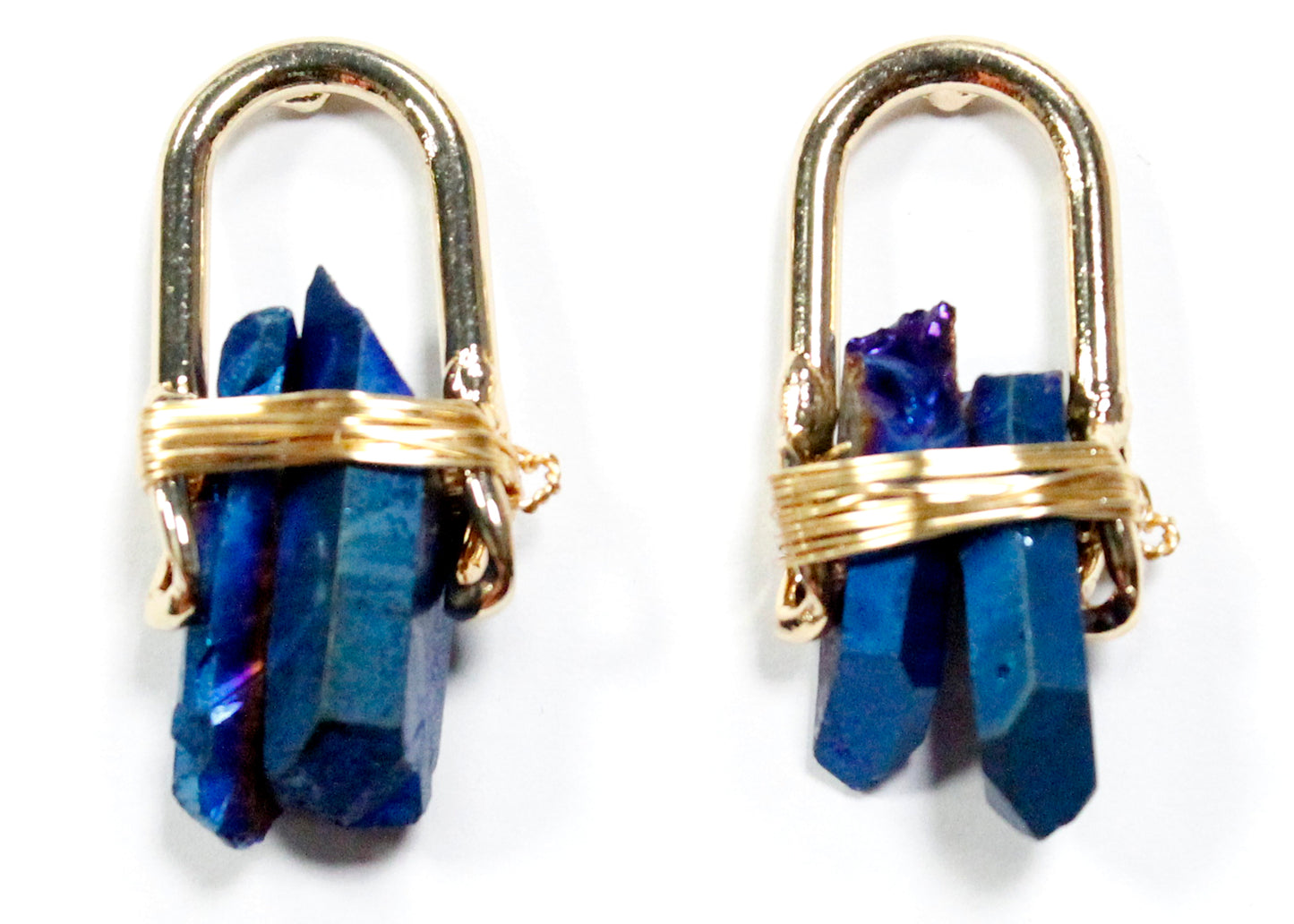 Gemstone Stud Earrings in Peacock Blue