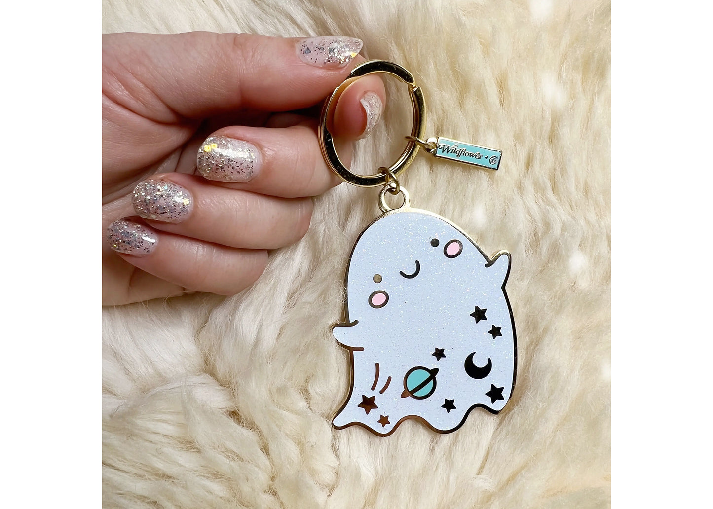 Glitter Ghost Keychain