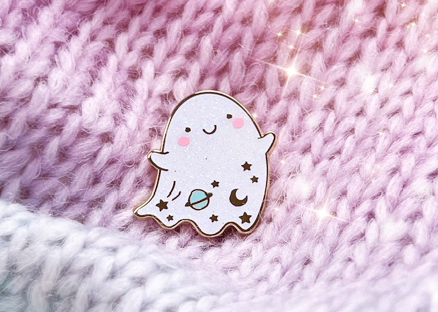 Glitter Ghost Enamel Pin