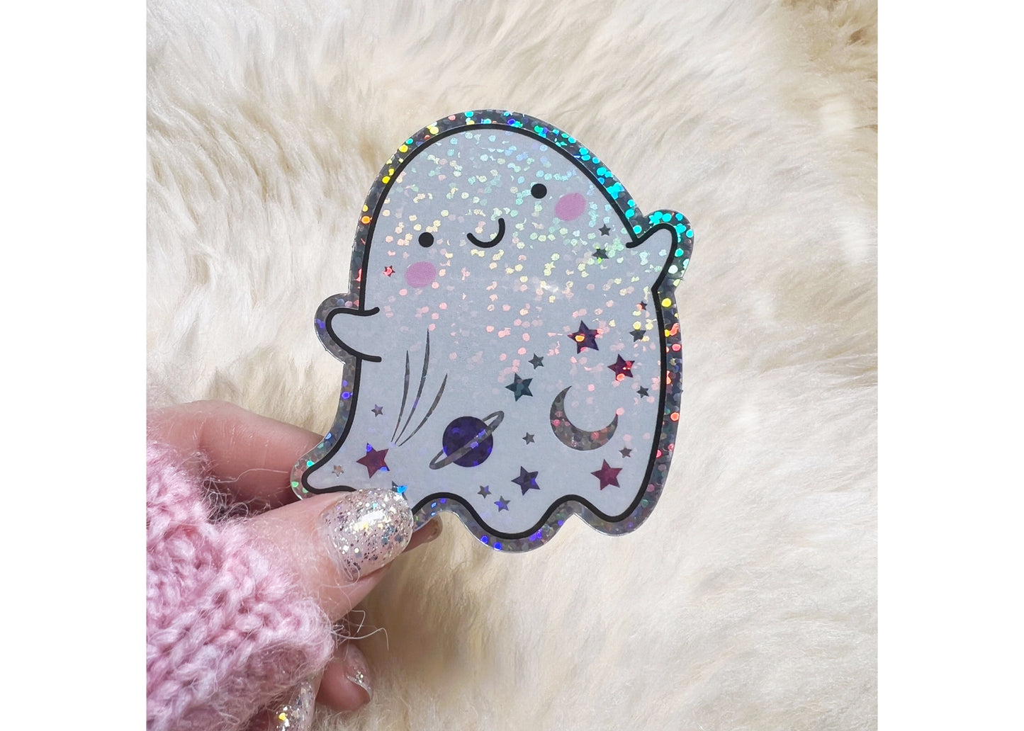 Holographic Glitter Ghost Sticker