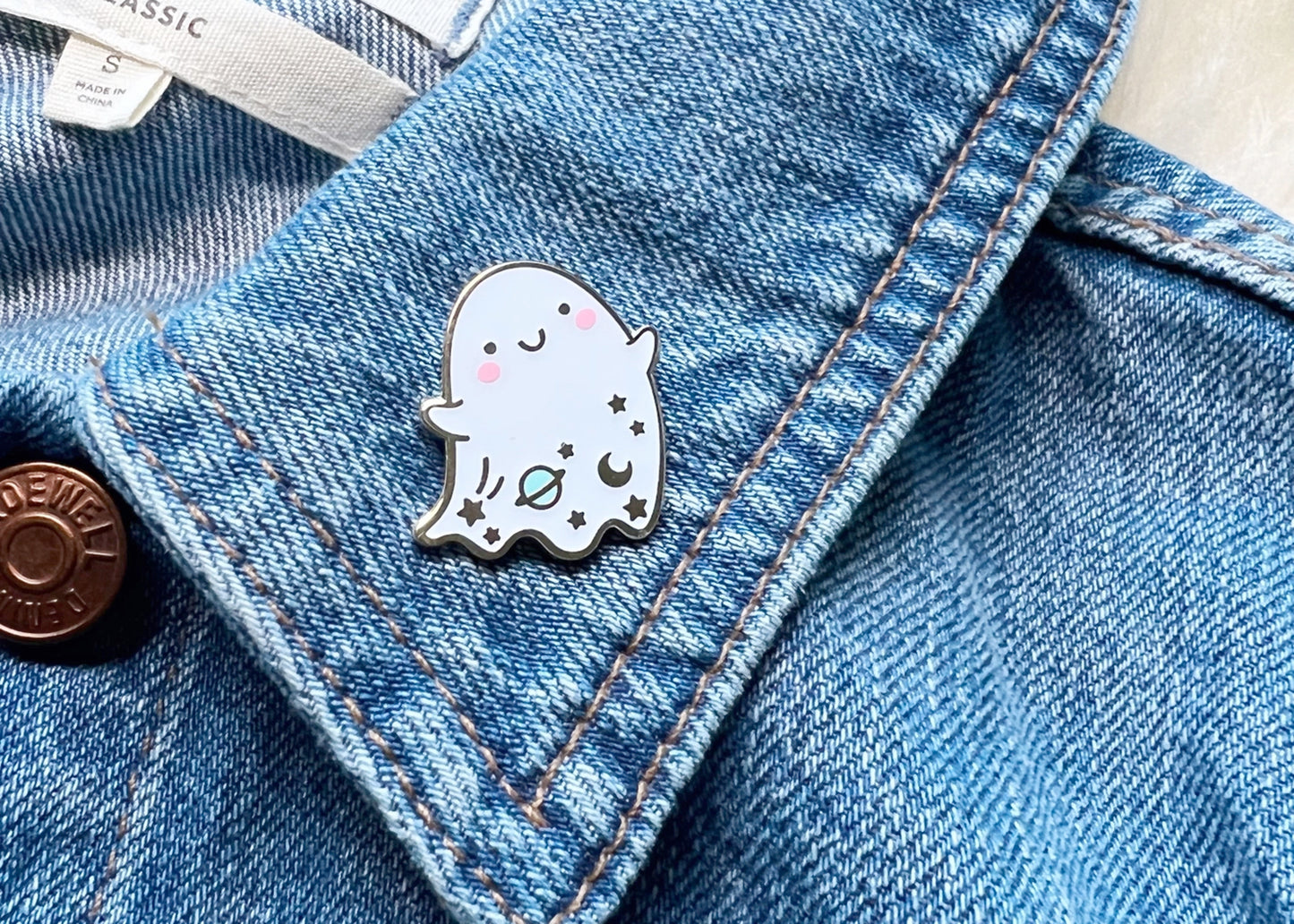 Glow In The Dark Ghost Enamel Pin