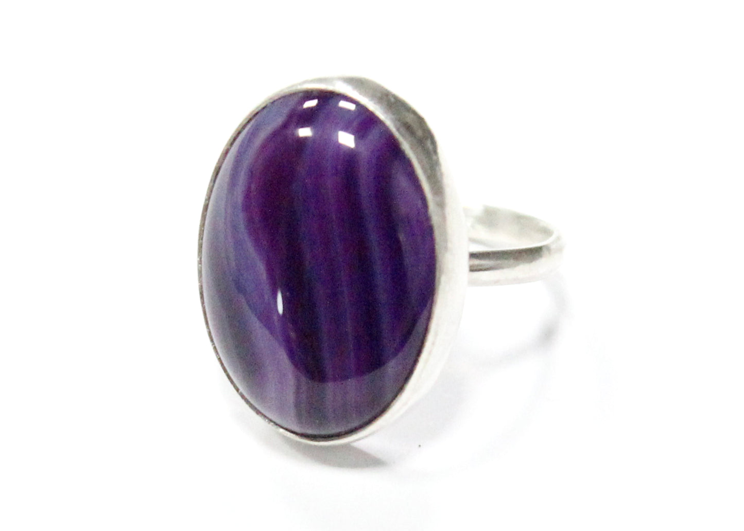 Large Oval Ring with Psychedelic Purple Agate